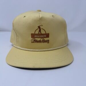 Vintage BELLSOUTH Classic TOUR GOLF Yellow (Adjustable Leather Strap) Golf Hat